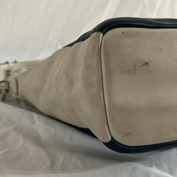 Coach 23711 Weekend Color Block Leather Blue and White Shoulder Bag - Picture 9 of 11